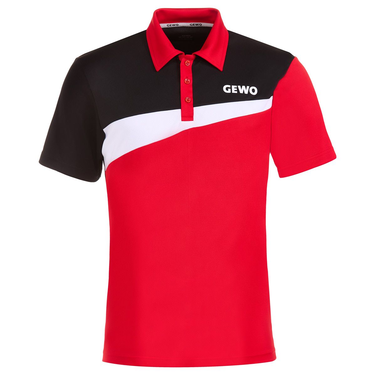 GEWO Poloshirt Fondi Baumwolle rot/schwarz