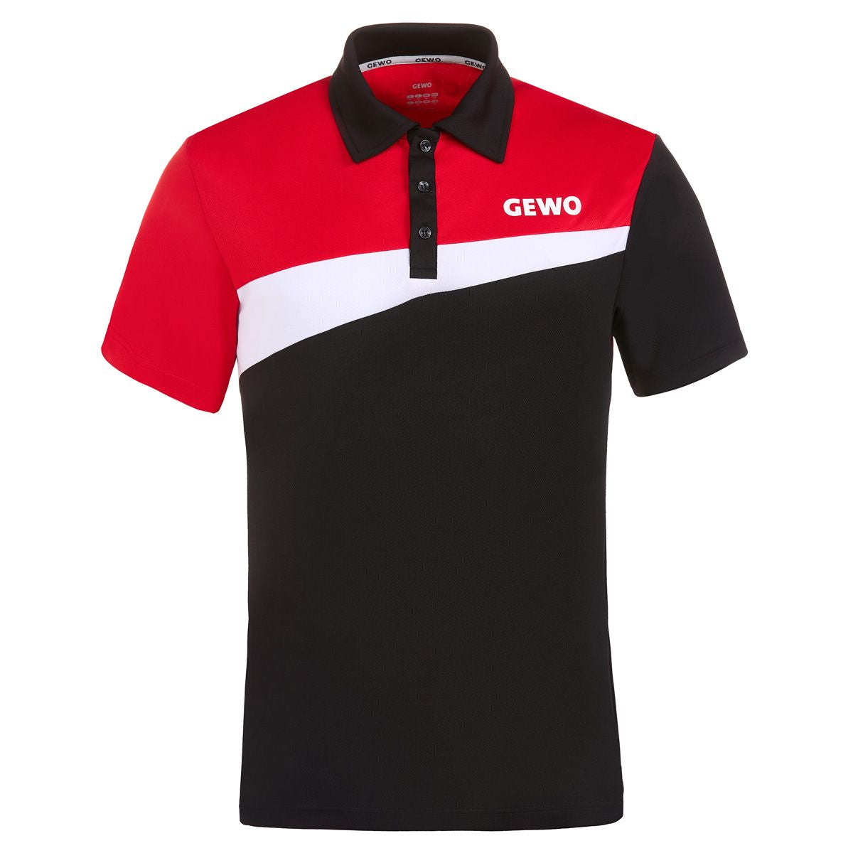 GEWO Poloshirt Fondi Baumwolle schwarz/rot